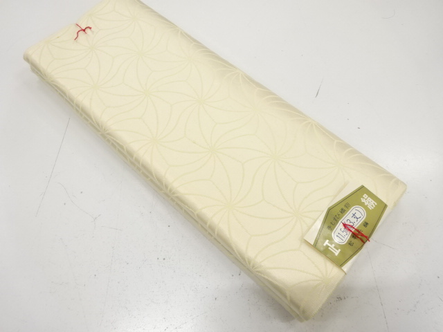 アンティーク　麻の葉模様織り出し　白生地着尺反物